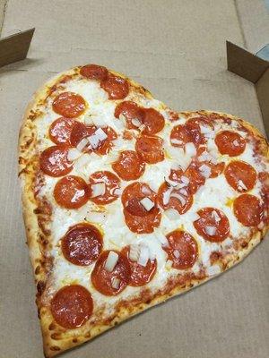 Heart shaped pizza