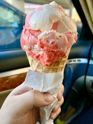 One Scoop: Strawberry Cheesecake w/ Waffle Cone