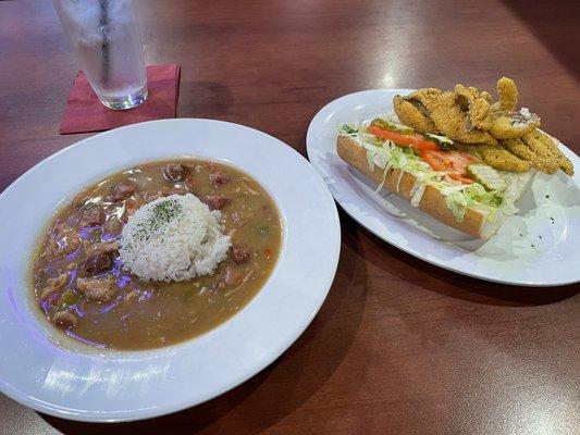 Chicken & Sausage Gumbo and Fried Catfish Poboy!