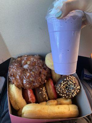 donuts and Taro Smoothie