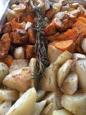 Roasted Root Vegetables with Extra Virgin Olive Oil and Rosemary