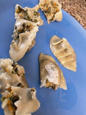 potstickers stuck to the take out container and not edible.