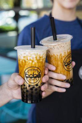 Cheers to Boba Junkie with Brown Sugar Boba Milk and House Milk Tea