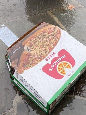 Soggy pizza box