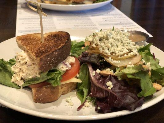 Chicken Salad Sandwich & Pear and Bleu Cheese Salad