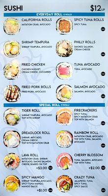 Sushi Monsta sushi menu