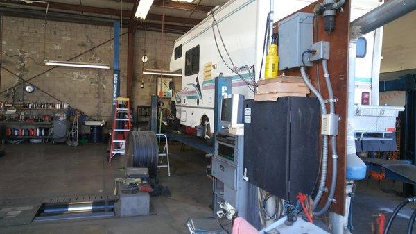 Closer view of alignment table, shop layout, and my RV