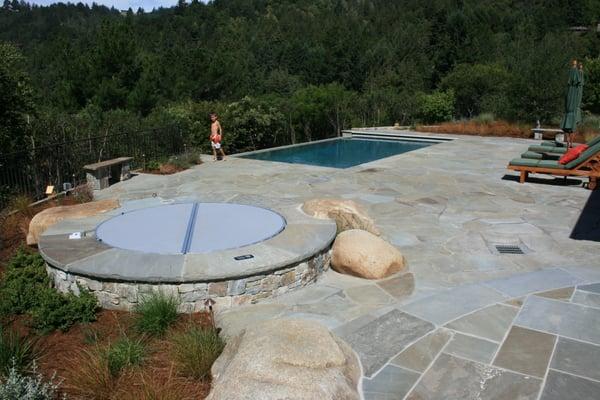 Landscape and hardscape around pool