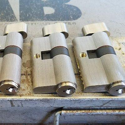 Special order profile cylinders for Andersen storm doors. Rekeyed to match an existing key or a new one...