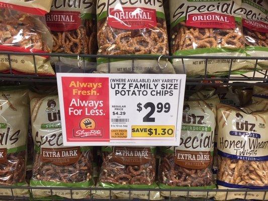 Potato Chips, look more like pretzels. Took bag to checkout and would not honor @ this display price
 Display on 5 days and nobody noticed?