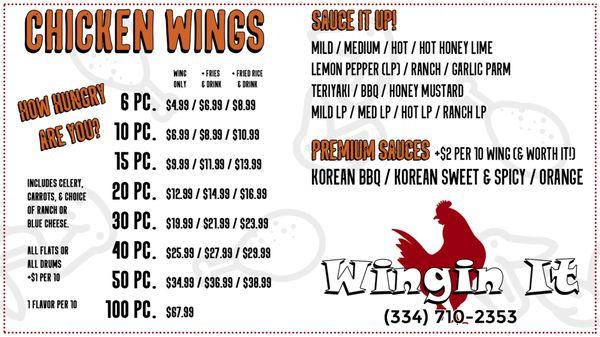 Wing Menu