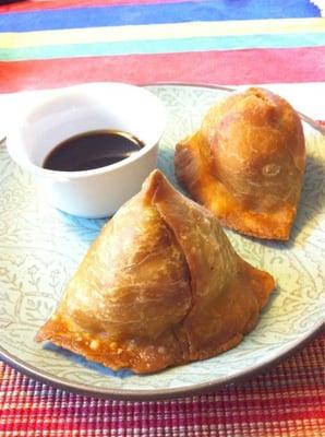 Potato samosas I brought home from the deli $1.99 each.