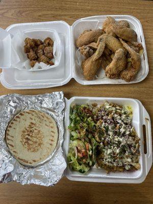 Oysters, Wings and Chicken Shawarma Platter