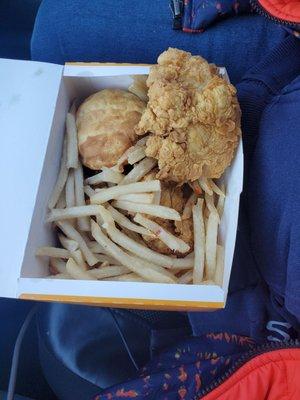 Chicken Tenders, fries & biscuit