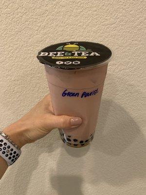 Green Purist Milk Tea: jasmine green milk tea. Why is this drink pink?!? It matches my nail polish.