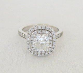 Double Halo Cushion Cut Brilliant Ring.