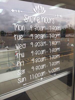 07/01/2016 New Store Hours: