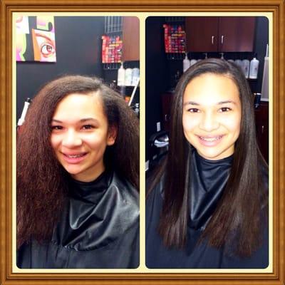 Before and after! Keratin Coppola smoothing treatment.