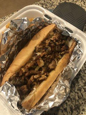 9. Chicken Philly Cheesesteak Sub with a side of fries