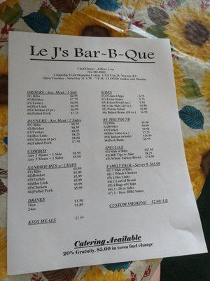 The menu