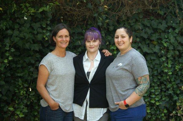 Blue Sparrow Staff (L to R) Anne (tech), Azurdee (admin) and Melissa (tech).