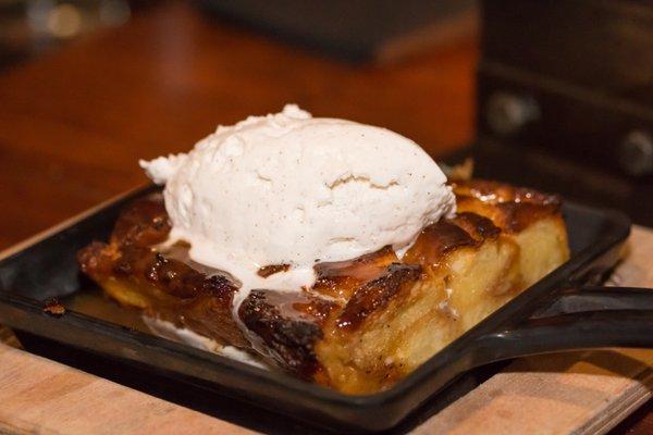 Whiskey Bread Pudding : Griddled Whiskey Bread Pudding, Smoked Sea Salt Caramel & Cardamom Whipped Cream, Outstanding bread pudding!