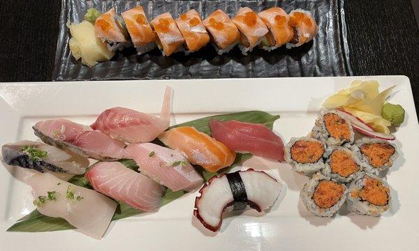 Ikura Lover Roll, Sushi Deluxe with Spicy Tuna Roll