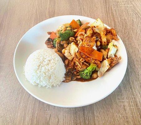 Kung Pao Chicken & Shrimp, White Rice