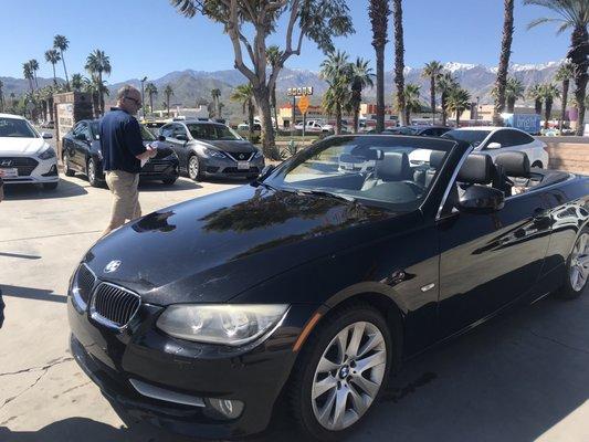 Black drop top Convertible BMW we rented for our trip :)