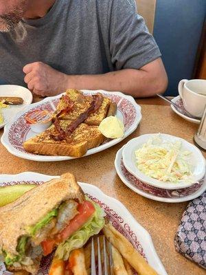 French toast - Cole Slaw - Fish Fillet Deluxe Sandwich.