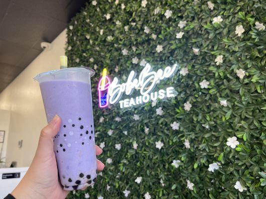 Taro smoothie + honey boba