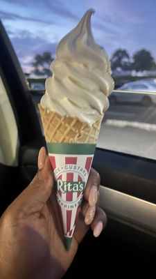 Frozen Custard small swirl on waffle cone