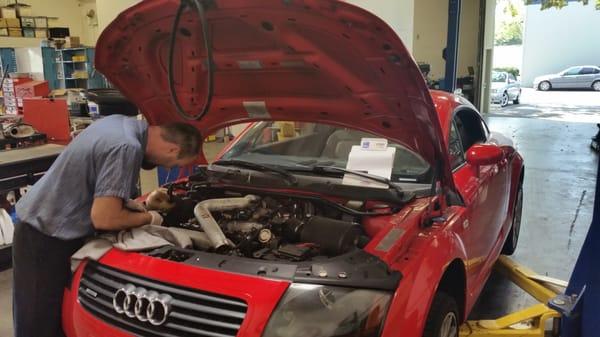 Derek working on an Audi