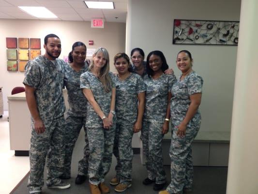 The UCDA Family on "camouflage scrubs day"