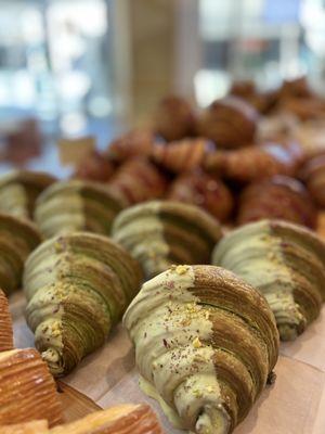 Matcha and pistachio croissant