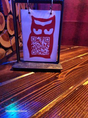 Scan the owl for the menu