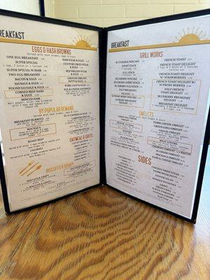 Full breakfast menu