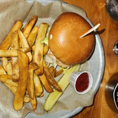 Curry fries and Grilled Chicken sandwich