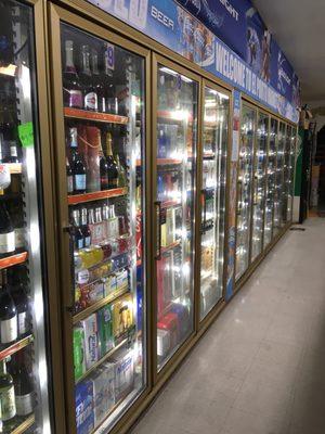 A huge refrigerator of beer and wine