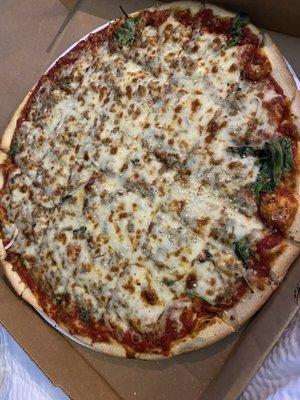 Make your own pizza, sausage and spinach  12" Medium Pizza