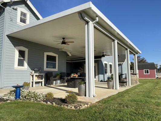 Insulated patio cover with fans