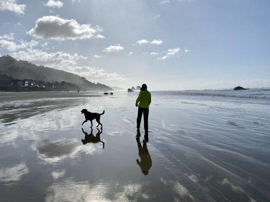 Walking south along the coast at Tolovana Beach State Park