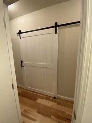 Interior barn door installation