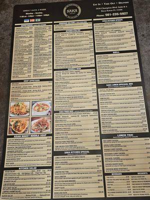 Thai Menu