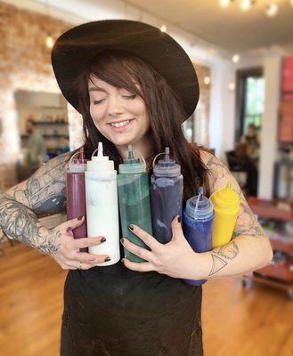 Founder Caitlin loving her colors