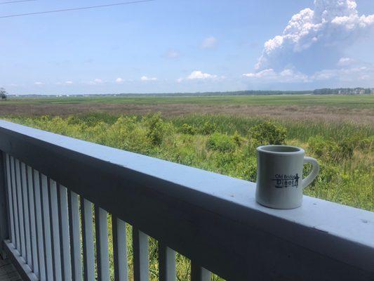 Cup of coffee on the back porch