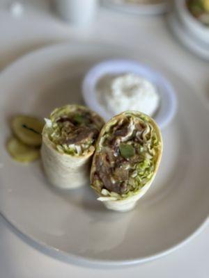 Skirt steak and cheese wrap