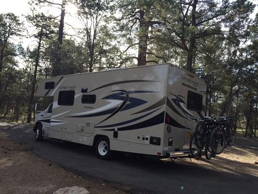 LOVED our camper!  And we were able to use our bike hitch too with no problem.