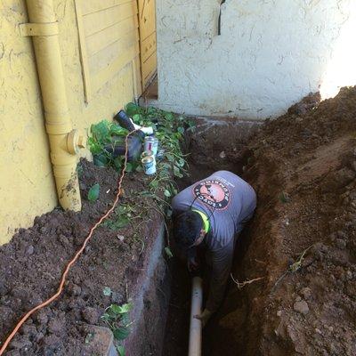 And also replace the outside sewer drain pipe that was broken..