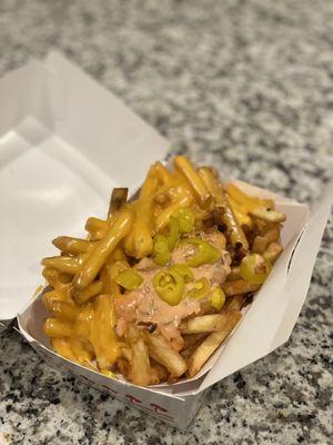 FRIES -- well done + animal style + chopped chilies ($4.35)